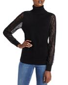 C By Bloomingdale's Lace Sleeve Cashmere Turtleneck Sweater - 100% Exclusive