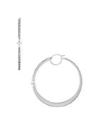 Nadri White Topaz Large Hoop Earrings In 18k Gold-plated Or Rhodium-plated Sterling Silver