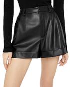 Alice And Olivia Conry Cuffed Leather Shorts