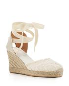 Soludos Lace Ankle Tie Espadrille Wedge Sandals