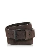 Allsaints Men's White Wash Logo Nubuck Leather Belt