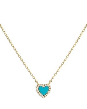 Adinas Jewels Turquoise Color Heart Mini Pendant Necklace, 14-17
