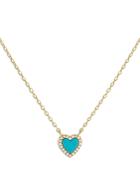 Adinas Jewels Turquoise Color Heart Mini Pendant Necklace, 14-17