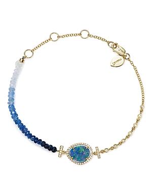 Meira T 14k Yellow Gold Opal & Blue Sapphire Bead Bracelet