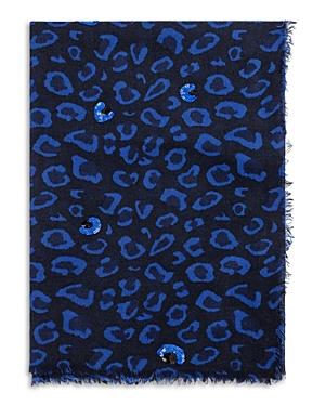 Gerard Darel Nicky Sequin Leopard Print Wool Scarf