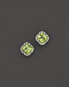 Peridot And Diamond Stud Earrings In 14k White Gold - 100% Exclusive