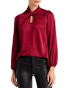 Status By Chenault Satin Twist Neck Blouse