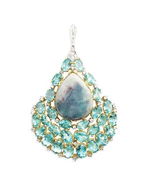 Amrapali Jewels 14k Yellow Gold Pariba, Appatite & Diamond Peacock Pendant Necklace, 16