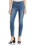 T By Alexander Wang Cropped Skinny Jeans In Medium Indigo Fade