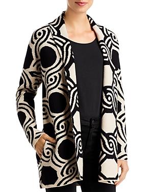 T Tahari Geo Print Jacquard Cardigan