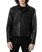 The Kooples Buttoned Black Leather Jacket