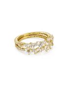 Nadri White Topaz Stacking Rings In 18k Yellow Gold-plated Sterling Silver, Set Of 2