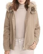 Lauren Ralph Lauren Faux Fur Trim Wool Blend Jacket