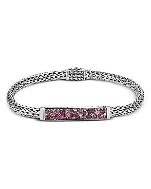 John Hardy Sterling Silver Classic Chain Extra Small Bracelet With Pink Spinel, Pink Tourmaline & Garnet