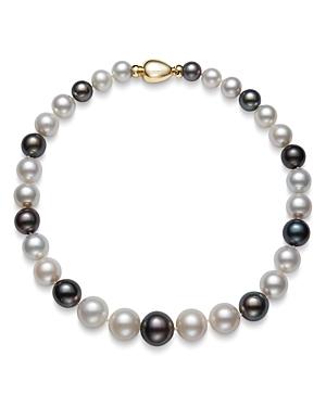 Bloomingdale's White South Sea & Tahitian Black Pearl Necklace In 14k Yellow Gold, 17.5 - 100% Exclusive