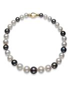 Bloomingdale's White South Sea & Tahitian Black Pearl Necklace In 14k Yellow Gold, 17.5 - 100% Exclusive