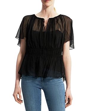 Theory Silk Flutter Sleeve Top