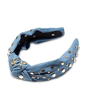 Lele Sadoughi Crystal Stud Cotton Denim Headband