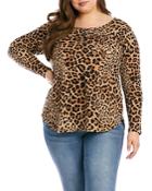 Karen Kane Plus Leopard Print Shirttail Top