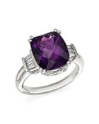 Amethyst And Diamond Statement Ring In 14k White Gold
