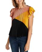 1.state Pleated Color-block Top