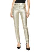 J Brand Maria Metallic High Rise Skinny Jeans In Gold Messaline