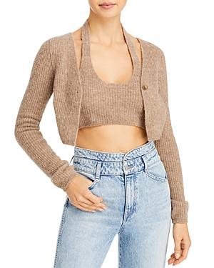 Alexanderwang.t Cropped Halter Cardigan Combo Sweater