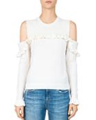The Kooples Ruffled Cold-shoulder Sweater