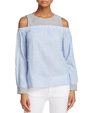 Honey Punch Mixed Stripe Cold-shoulder Top