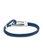Montblanc Woven Blue Leather Carabiner Bracelet