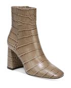 Sam Edelman Women's Codie Croc Embossed Square Toe Booties
