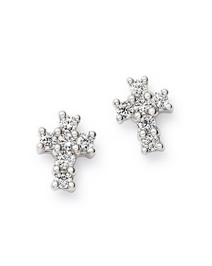 Bloomingdale's Diamond Mini Cross Stud Earrings In 14k White Gold, 0.15 Ct. T.w. - 100% Exclusive