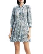 Theory Abstract Print Silk Shirt Dress
