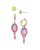 Baublebar Ace Ball Stud & Racket Charm Hoop Earrings In Gold Tone, Set Of 2