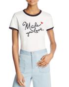 Alice + Olivia Rylyn Embroidered Ringer Tee