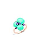 Pomellato Capri Ring With Turquoise Ceramic And Amethyst In 18k Rose Gold