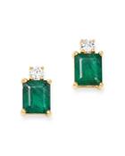 Bloomingdale's Emerald & Diamond Stud Earrings In 14k Yellow Gold - 100% Exclusive
