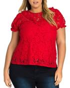 City Chic Plus Ruffled Lace Top