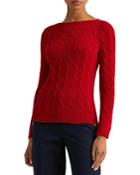 Lauren Ralph Lauren Cable Knit Boat Neck Cotton Sweater