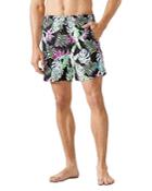 Tommy Bahama Naples Monstera Paradise Botanical Print Straight Fit 6 Swim Trunks