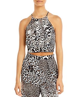 Aqua X Mary Katrantzou Leopard Print Halter Top - 100% Exclusive