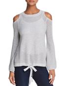 Minnie Rose Cold-shoulder Open-knit Sweater