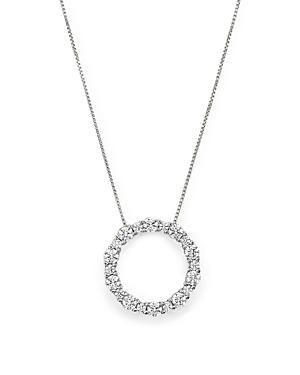 Diamond Circle Pendant Necklace In 14k White Gold, 1.30 Ct. T.w.
