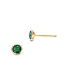 Bloomingdale's Emerald Bezel Stud Earrings In 14k Yellow Gold - 100% Exclusive