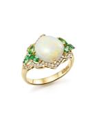 Opal, Tsavorite, And Diamond Ring In 14k Yellow Gold - 100% Exclusive