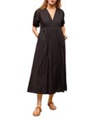 Gerard Darel Scarlett Shirred Midi Dress