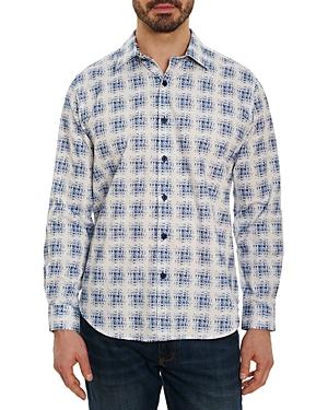 Robert Graham Hightower Cotton Stretch Poplin Blurred Check Print Classic Fit Button Down Shirt