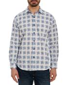 Robert Graham Hightower Cotton Stretch Poplin Blurred Check Print Classic Fit Button Down Shirt