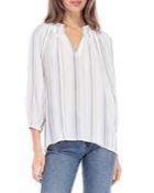 B Collection By Bobeau Striped Smocked Peasant Top