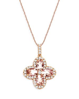 Bloomingdale's Morganite & Diamond Clover Pendant Necklace In 14k Rose Gold, 18 - 100% Exclusive